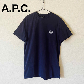 アーペーセー(A.P.C)のA.P.C. ネイビー　Tシャツ　M  刺繍ロゴ 半袖Tシャツ ロゴTシャツ(Tシャツ/カットソー(半袖/袖なし))