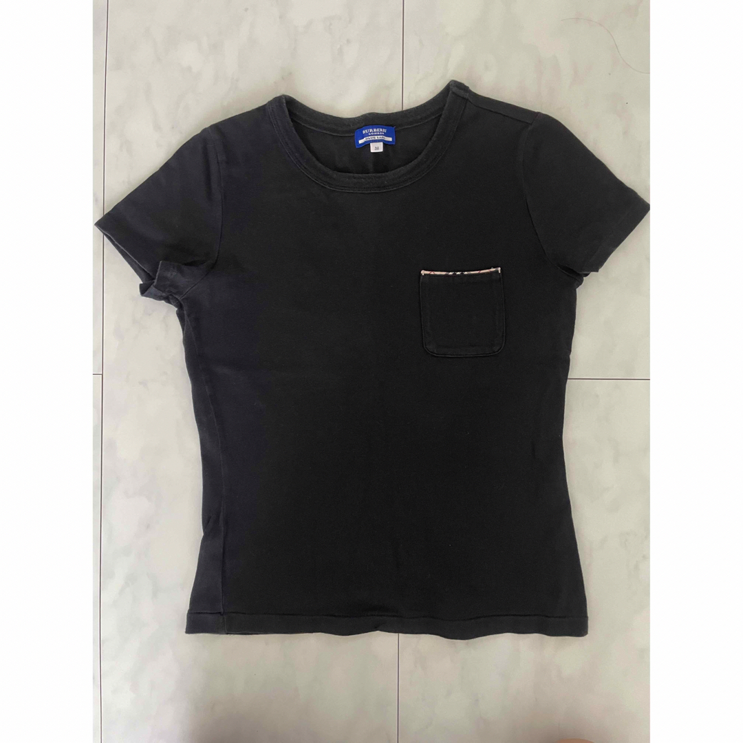 BURBERRY BLUE LABEL(バーバリーブルーレーベル)の格安 バーバリーブルーレーベル カットソー 黒 レディースのトップス(Tシャツ(半袖/袖なし))の商品写真