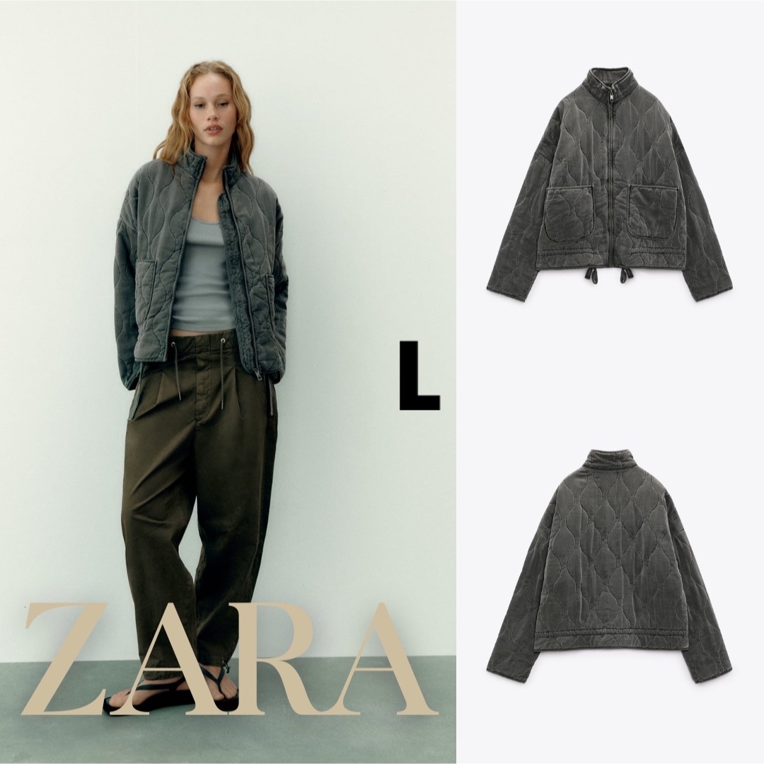 ZARA ザラ ZARA ザラ ポケット付きキルティングジャケット L - ブルゾン