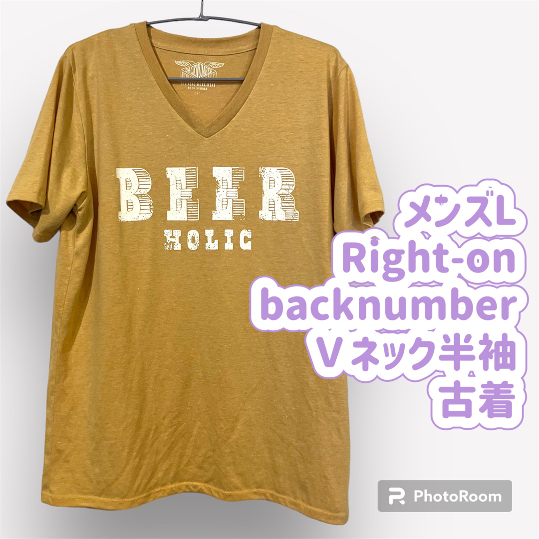 BACK NUMBER(バックナンバー)のメンズL  Right-on バックナンバー　Ｖネック　半袖Tシャツ　古着 メンズのトップス(Tシャツ/カットソー(半袖/袖なし))の商品写真