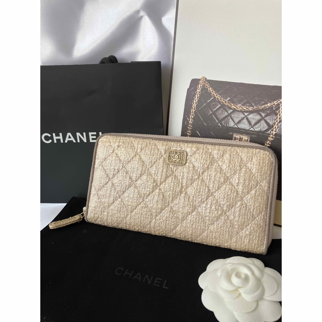 長財布CHANEL⭐︎ラウンドファスナー長財布⭐︎ツイードコーティング