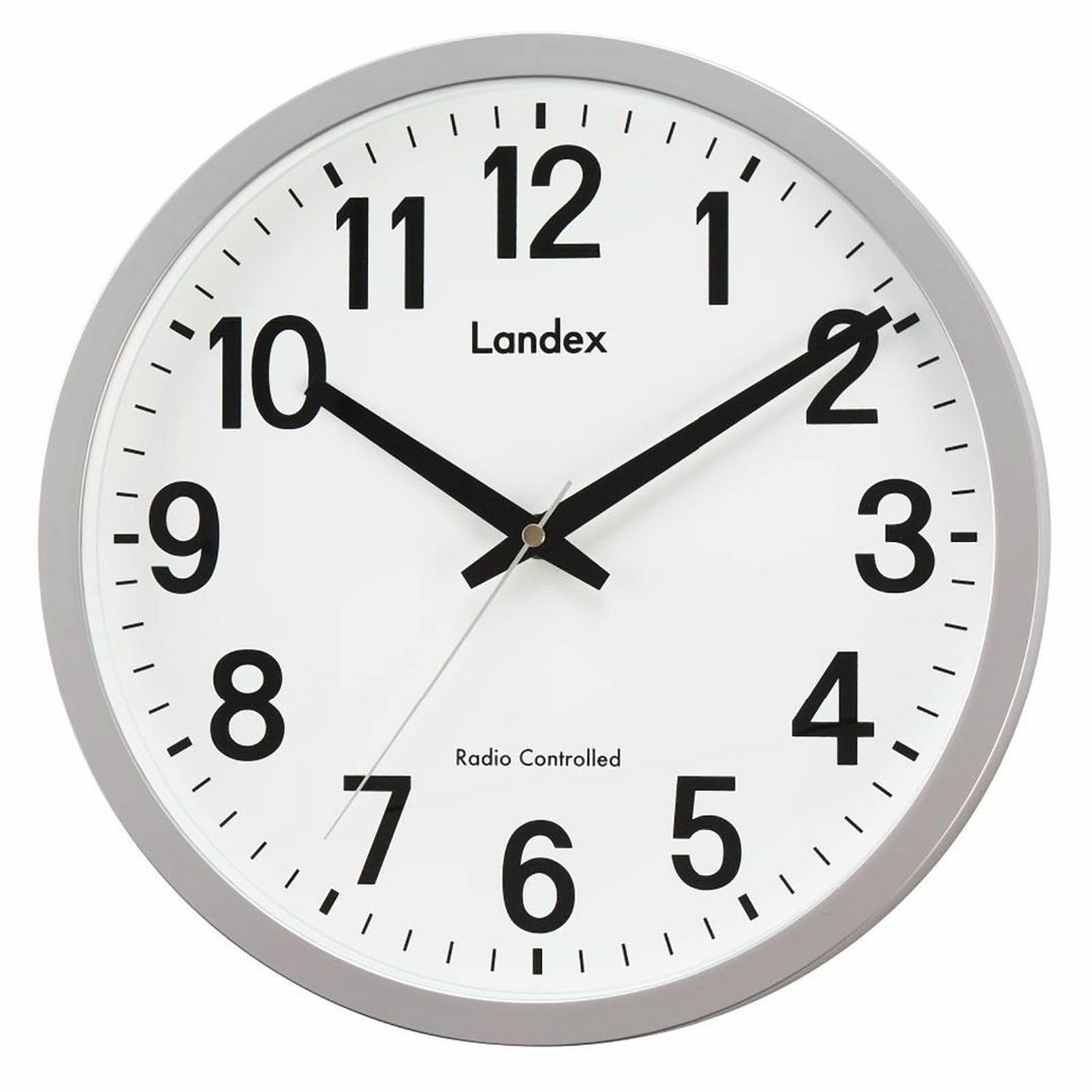 ランデックス(Landex) 掛け時計 電波時計 シルバー ウォールサイド アナ