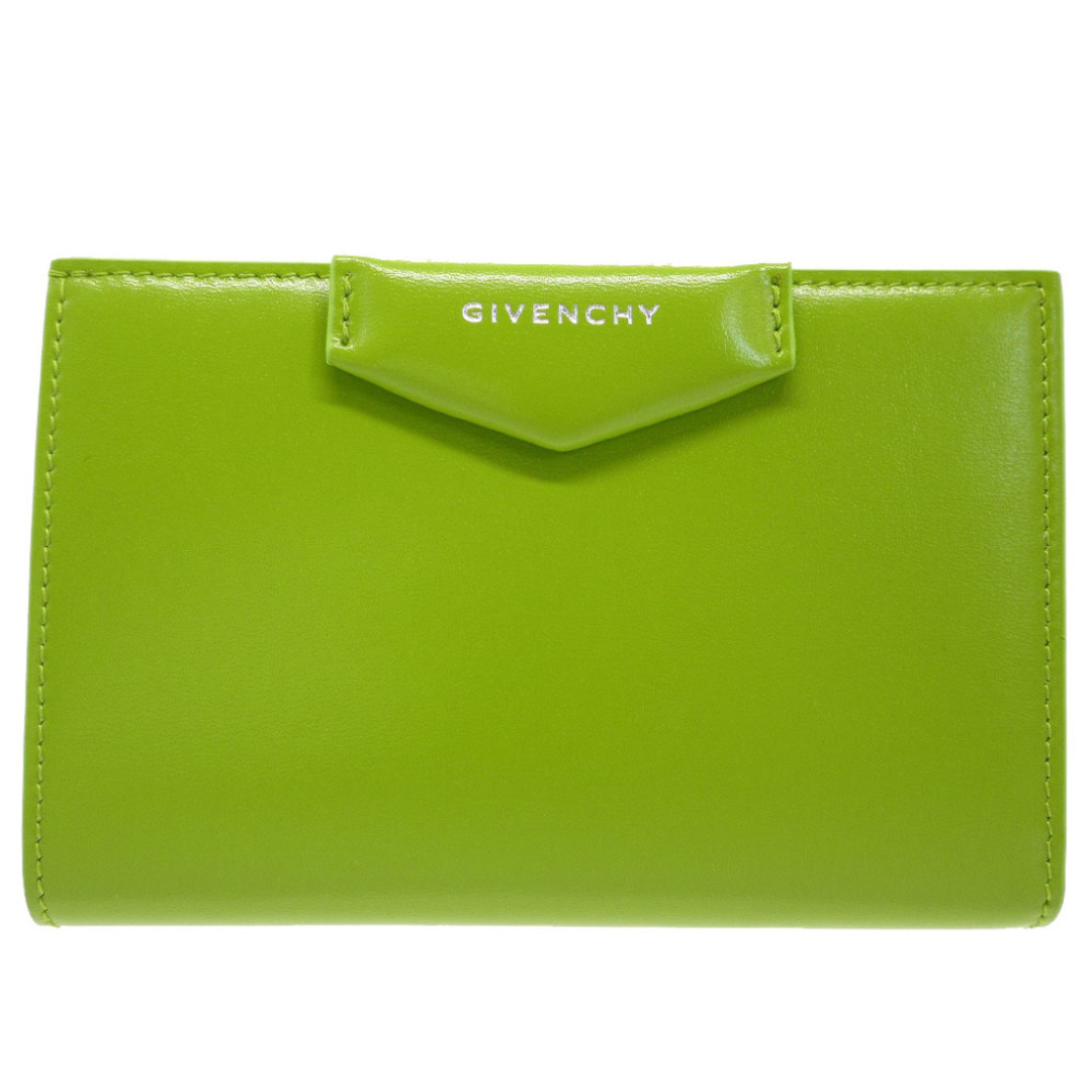 新品同様 ジバンシィ アンディゴナ レザー アップルグリーン 緑 黄緑 2つ折り財布 財布 0056GIVENCHY