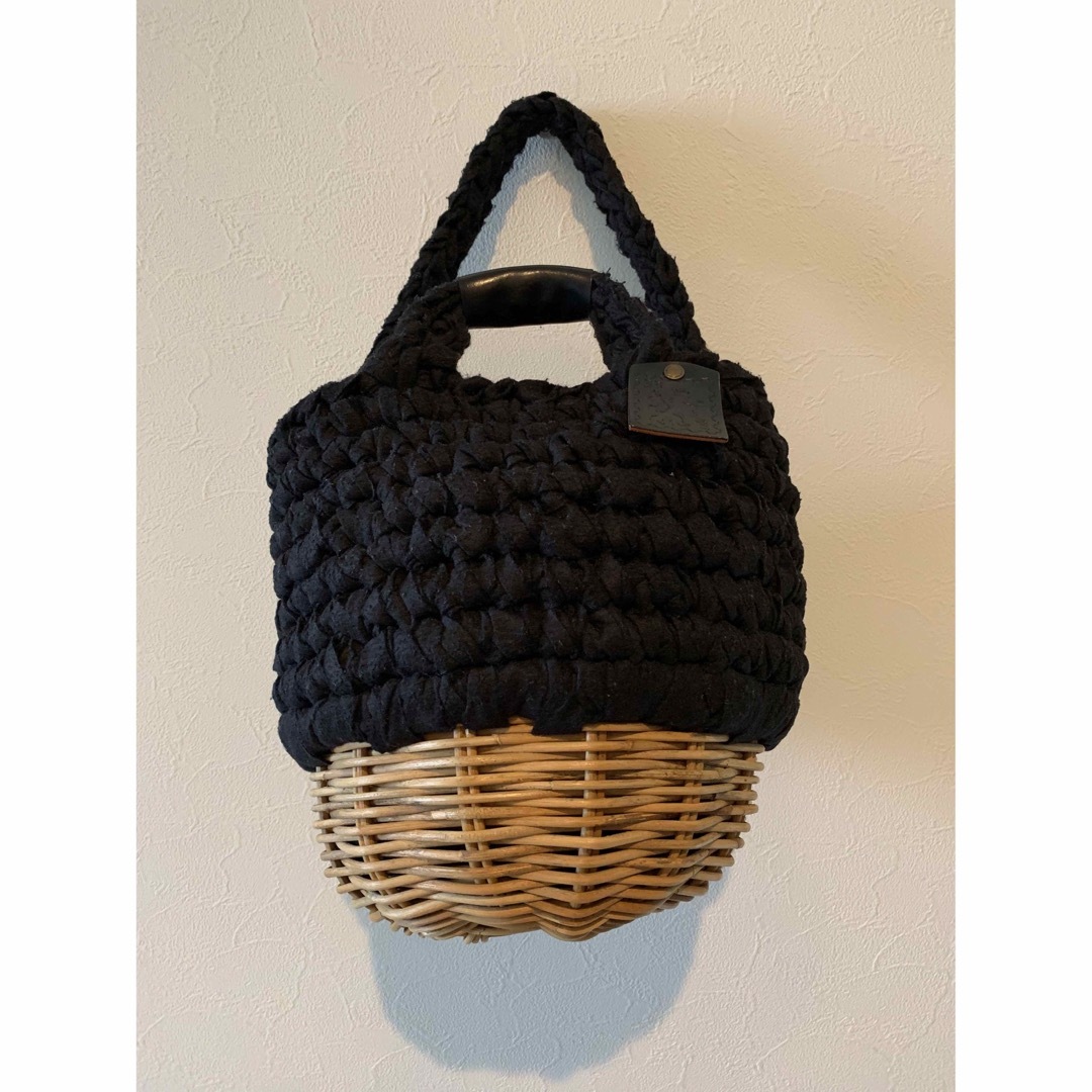 エバゴス ebagos コットンニットカゴバッグ BLACK - かごバッグ