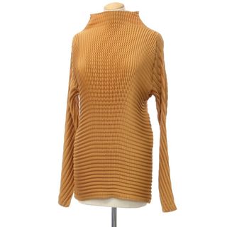 イッセイミヤケ(ISSEY MIYAKE)の【中古】イッセイミヤケ ISSEY MIYAKE プリーツ ハイネック ブラウス オレンジオーカー系【サイズ表記なし（L位）】【レディース】(シャツ/ブラウス(長袖/七分))