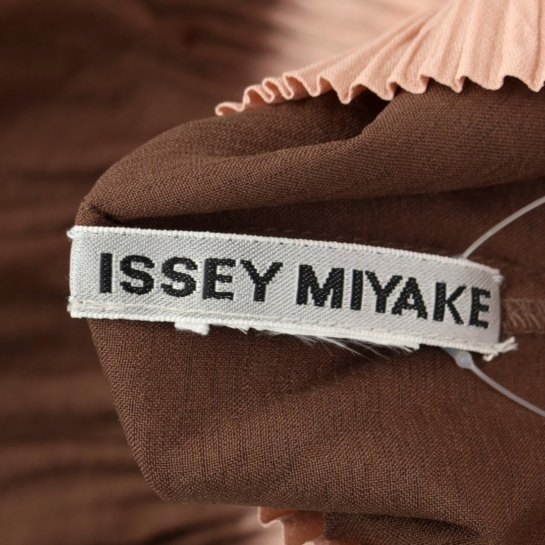 イッセイミヤケ ISSEY MIYAKE 長袖 ハイネック ブラウス ブラウンxピンク【サイズ表記なし（L位）】【レディース】