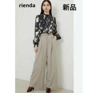 リエンダ(rienda)の新品　リエンダ　ハイウエスト  ロングワイドパンツ ベージュ M(その他)