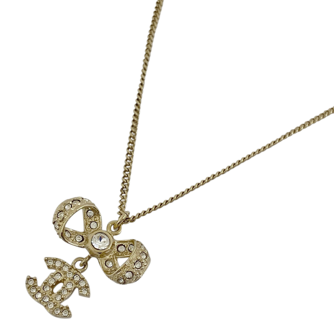 CHANEL - シャネル ココマーク ラインストーン ネックレス GP 【中古