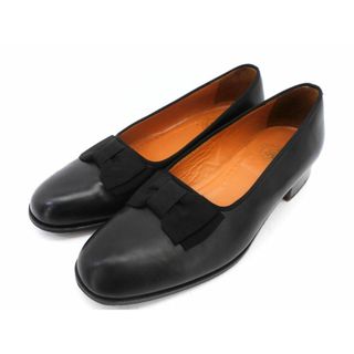 ジェイプレス(J.PRESS)のJ.PRESS ジェイプレス リボン パンプス size4.5（25.5cmくらい）/黒 ■■ レディース(ハイヒール/パンプス)