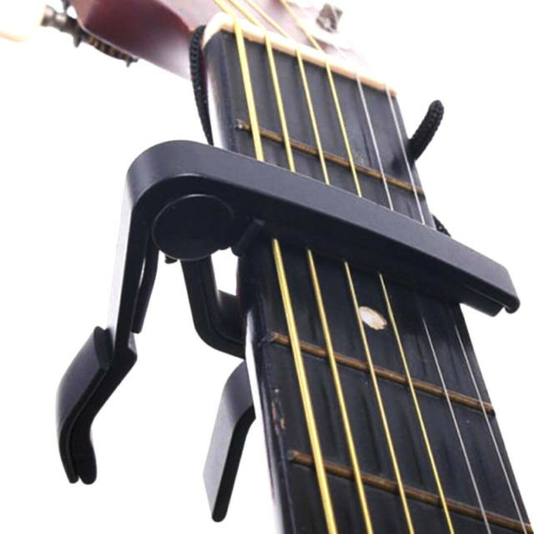 初心者様にも使いやすい！　ギター・ウクレレ対応 カポタスト　ブラック 楽器のギター(アコースティックギター)の商品写真