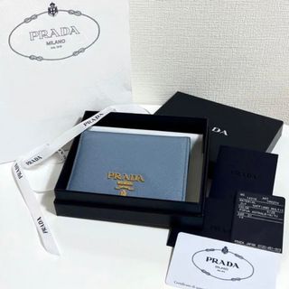 PRADA - 【美品】PRADA プラダ 二つ折り 財布 サフィアーノ ブルー