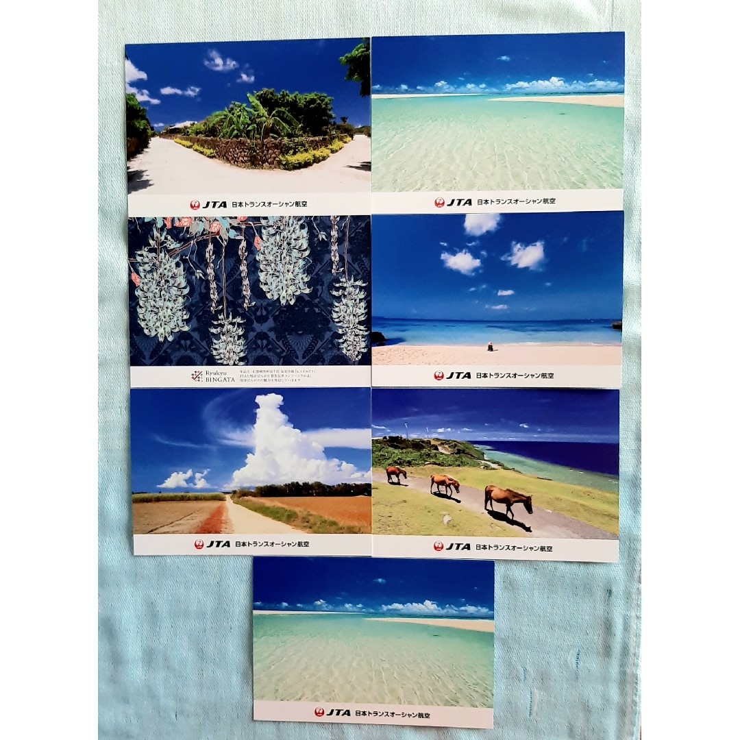 JAL(日本航空)(ジャル(ニホンコウクウ))の日本トランスオーシャン航空ポストカード7枚セット エンタメ/ホビーのテーブルゲーム/ホビー(航空機)の商品写真