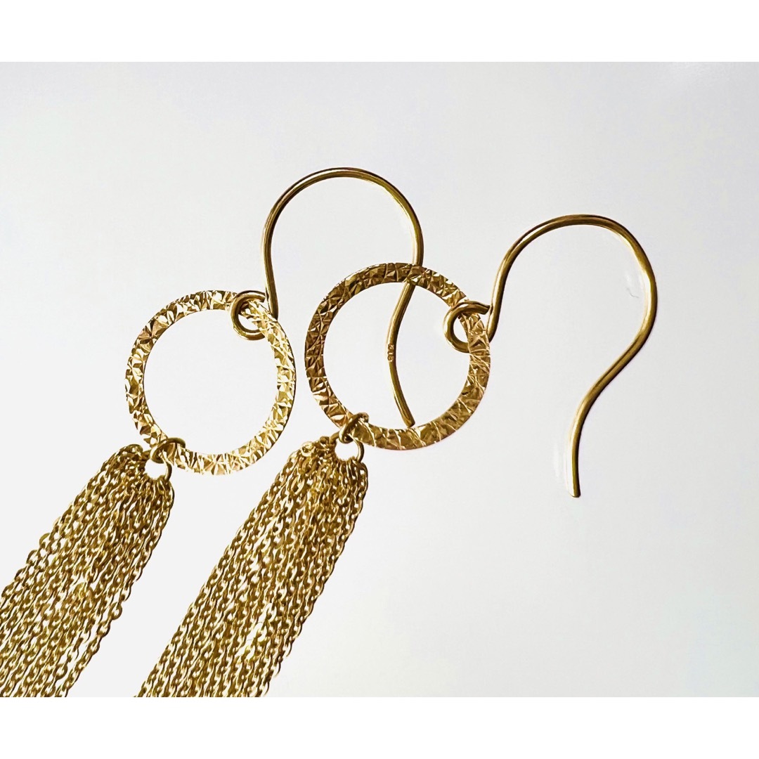 K18YGアズキチェーンフリンジピアスの通販 by eight jewelry|ラクマ