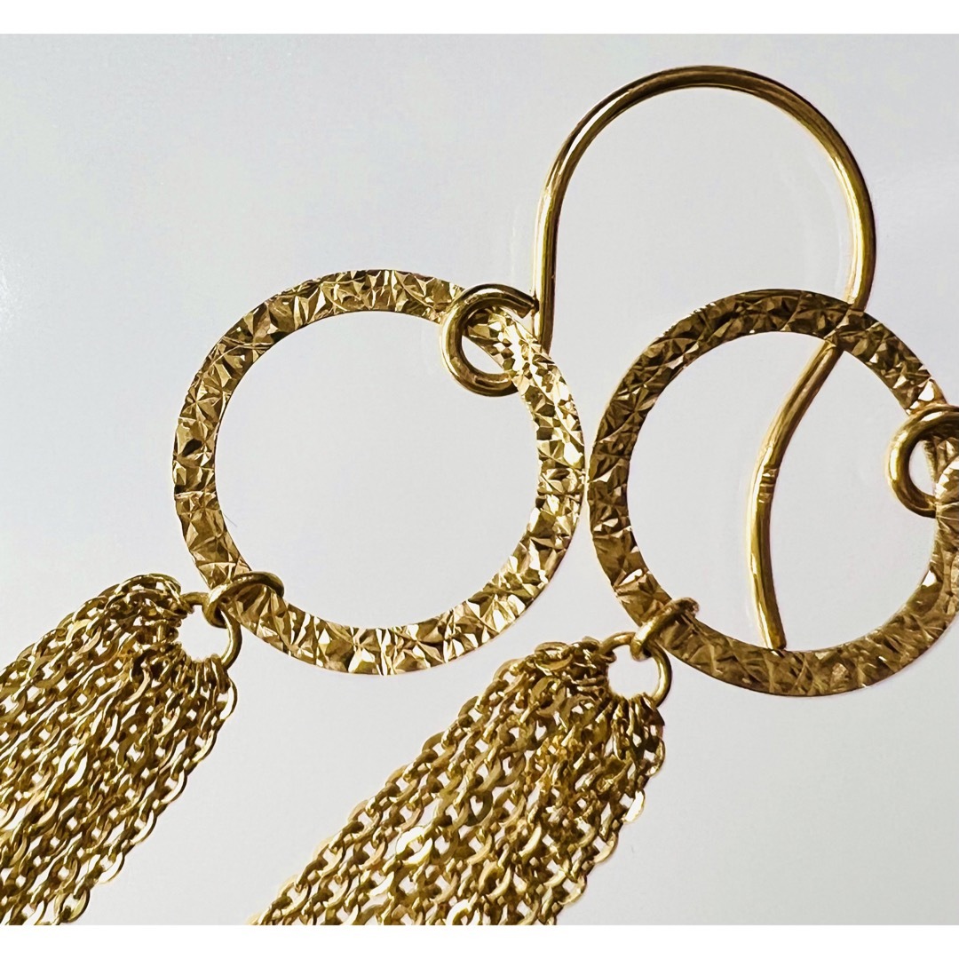 K18YGアズキチェーンフリンジピアスの通販 by eight jewelry|ラクマ