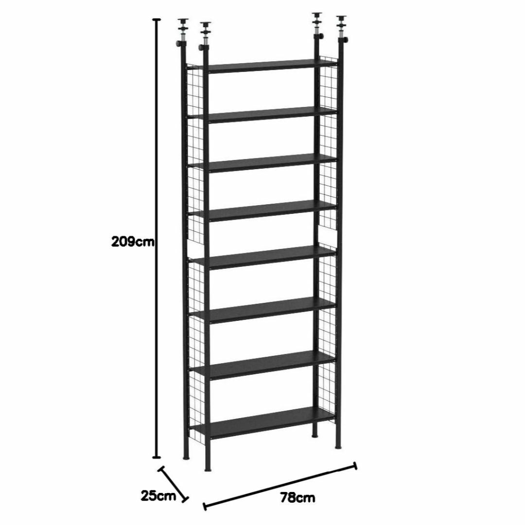 山善 フリーラック (突っ張り) スリム 幅78×奥行25×高さ209-282cm 棚板耐荷重10kg 棚板の高さが変えられる 壁面収納 - 3