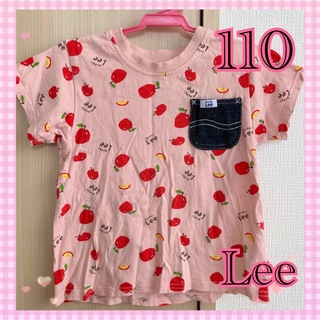 リー(Lee)のLee 半袖　Tシャツ　りんご柄　胸ポケット　ピンク　フルーツ柄　綿100%(Tシャツ/カットソー)