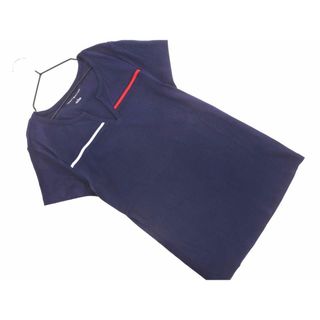 トミーヒルフィガー(TOMMY HILFIGER)のTOMMY HILFIGER トミーヒルフィガー キーネック 半袖 カットソー sizeM/紺 ■◆ レディース(カットソー(半袖/袖なし))