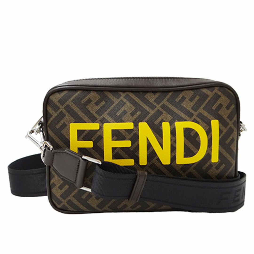 フェンディ FENDI バッグ ユニセックス ブランド
 ショルダーバッグ  PVC レザー カメラケース ミディアム ズッカ ブラウン―採寸