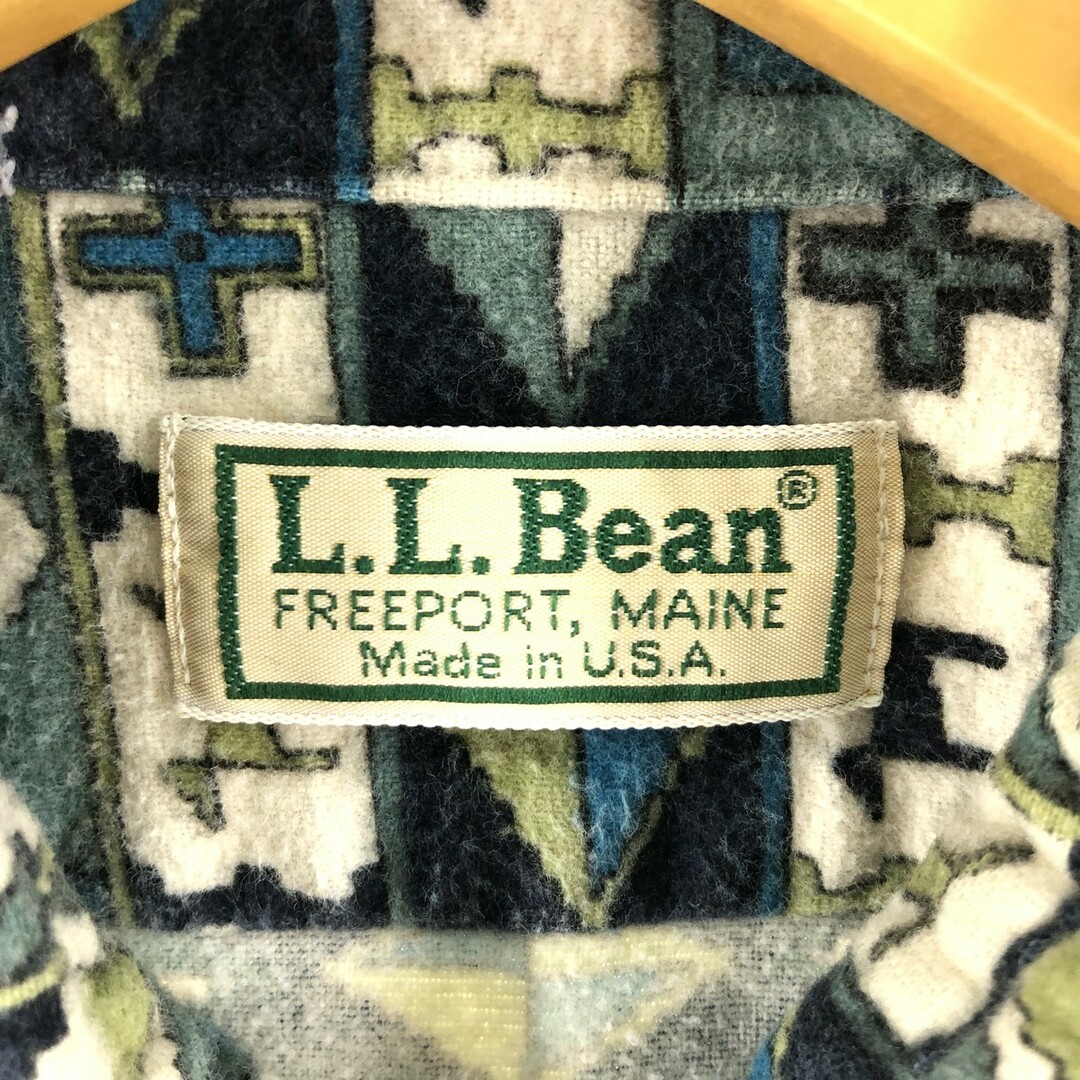 エルエルビーン L.L.Bean 総柄 長袖 シャモアクロスシャツ USA製 メンズL /eaa357576