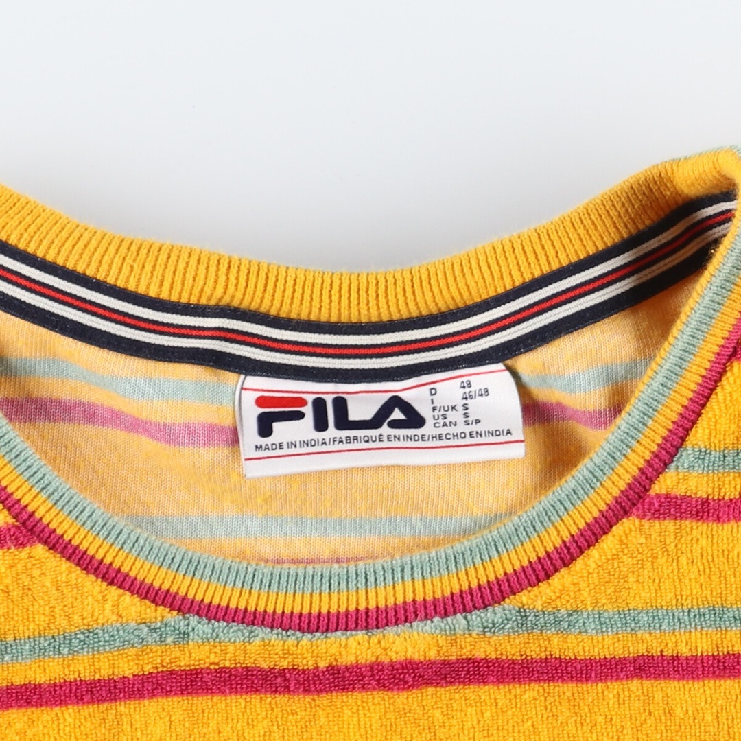 FILA(フィラ)の古着 フィラ FILA ボーダー柄 パイル スポーツTシャツ メンズM /eaa357491 メンズのトップス(Tシャツ/カットソー(半袖/袖なし))の商品写真