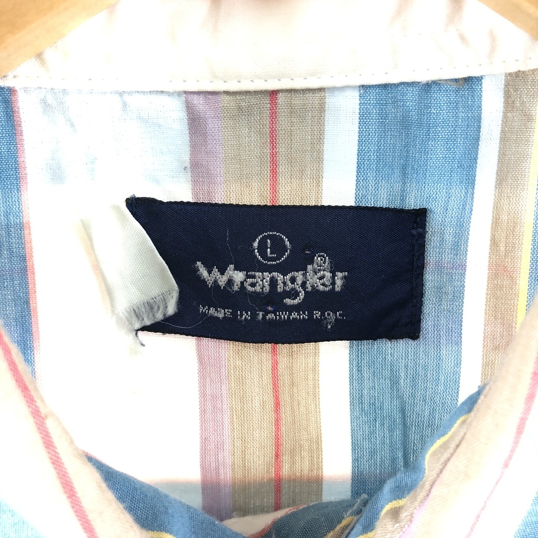 ラングラー Wrangler マルチストライプ 半袖 ウエスタンシャツ メンズL ヴィンテージ /eaa357968