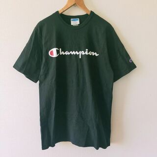 チャンピオン(Champion)のチャンピオン ヘビーウェイト フロント ロゴプリント XL 古着 ブラック(Tシャツ/カットソー(半袖/袖なし))