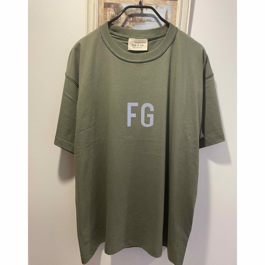 FEAR OF GOD  FG'  Logo Tシャツ/サイズL/カーキ