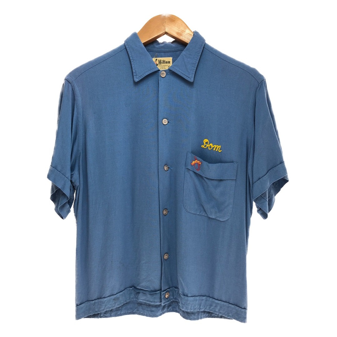 □□50~60s Hilton ボーリングシャツ　Mサイズ ブルー
