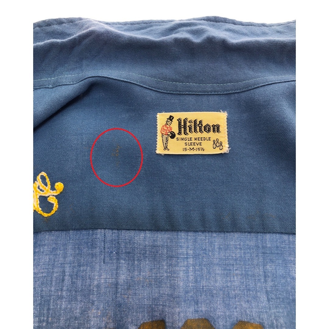 □□50~60s Hilton ボーリングシャツ　Mサイズ ブルー