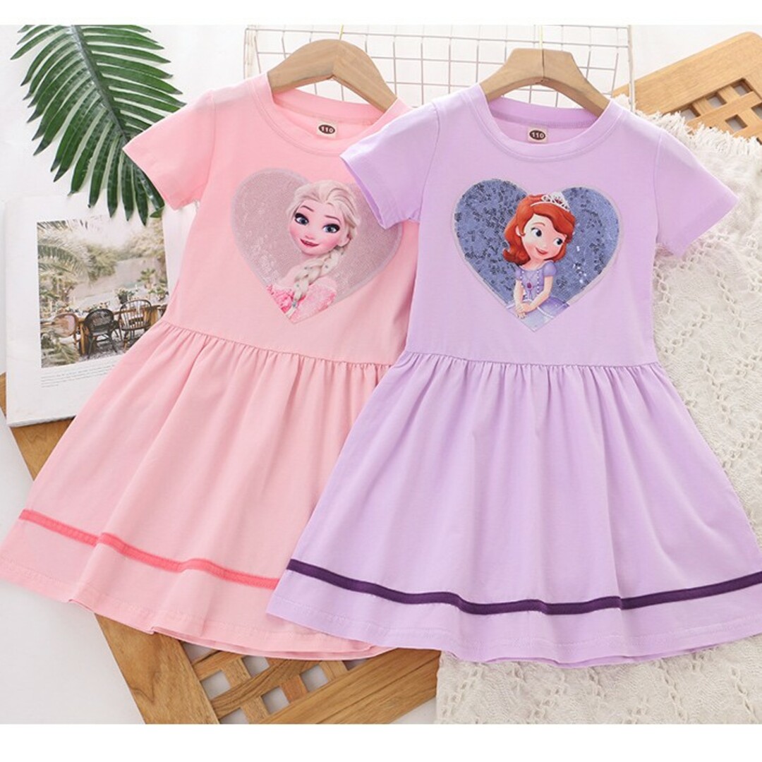 プリンセス　ワンピース　120cm　ピンク キッズ/ベビー/マタニティのキッズ服女の子用(90cm~)(ワンピース)の商品写真