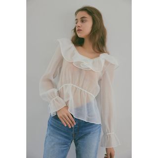 ベリーブレイン(Verybrain)のverybrain VB-165 Sheer Frill Blouse(シャツ/ブラウス(長袖/七分))