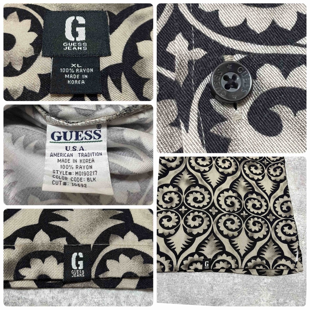 GUESS(ゲス)のゲスジーンズGUESS☆裾ロゴタグ半袖レーヨン総柄オープンカラーシャツ メンズのトップス(シャツ)の商品写真