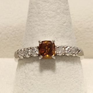 ファンシーディープイエローオレンジダイヤ 0.523ct メレ0.3ct リング(リング(指輪))