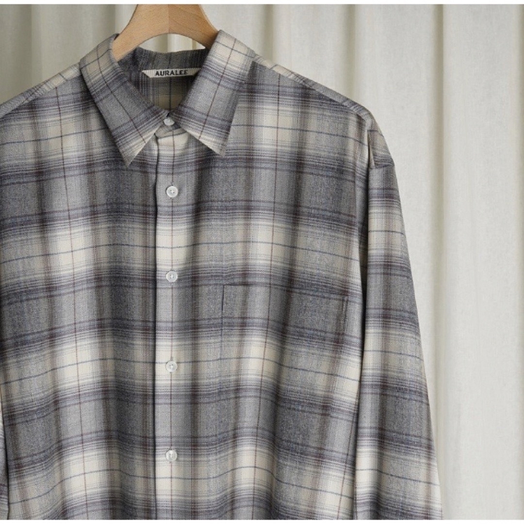 AURALEE SUPER LIGHT WOOL CHECK SHIRT4