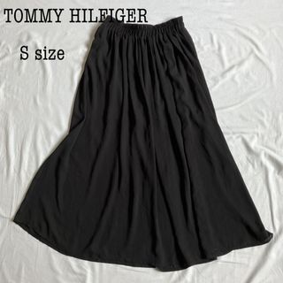 トミーヒルフィガー(TOMMY HILFIGER)の美品 トミーヒルフィガー スカート ロング フレア ブラック S(ロングスカート)