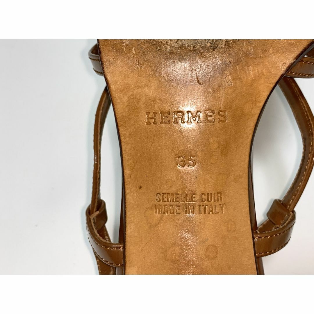 HERMES エルメス 35≒22cm サンダル 茶 箱付 jcs レディースの靴/シューズ(サンダル)の商品写真
