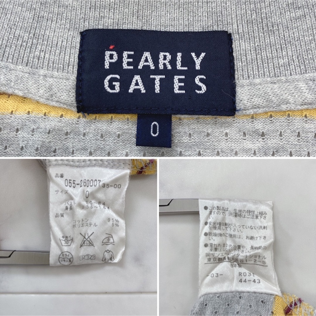 PEARLY GATES(パーリーゲイツ)のPEARLY GATES ノースリーブ ポロシャツ ボーダー 刺繍 ゴルフ 0 スポーツ/アウトドアのゴルフ(ウエア)の商品写真