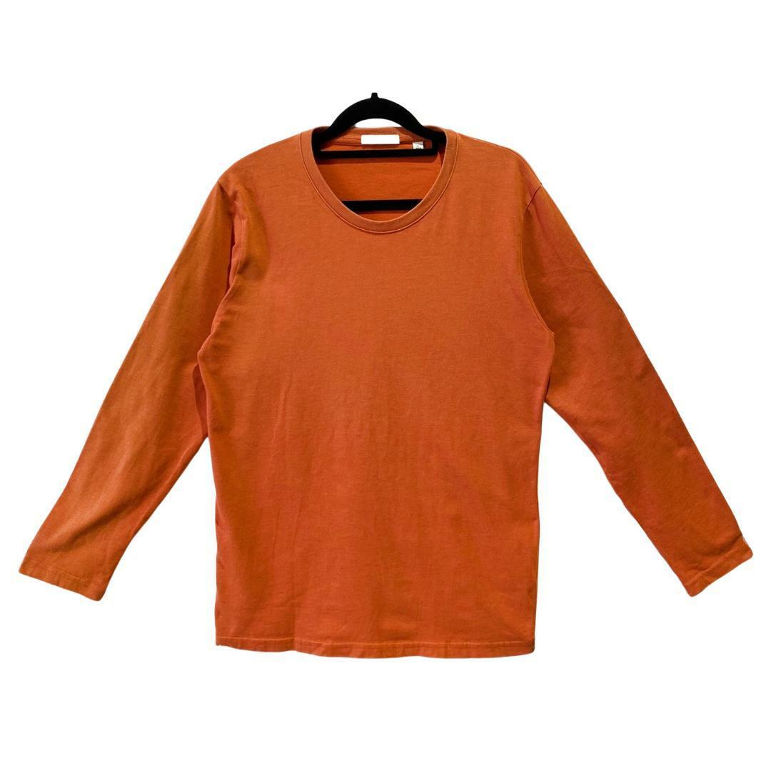 UNIQLO(ユニクロ)のユニクロ　長袖 Tシャツ　無地　オレンジ　L　K00232 メンズのトップス(Tシャツ/カットソー(七分/長袖))の商品写真