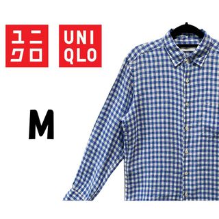 ユニクロ(UNIQLO)のユニクロ　長袖 シャツ　チェック柄　ブルー　M　K00237(シャツ)