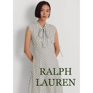 ポロラルフローレン(POLO RALPH LAUREN)の【美品】ラルフローレン　ポルカドット タイネック ジョーゼット ドレス　０サイズ(ロングワンピース/マキシワンピース)