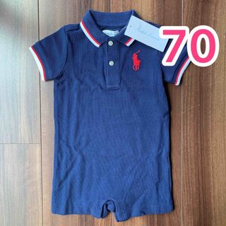 ポロラルフローレン(POLO RALPH LAUREN)の【新品】ラルフローレン RALPHLAUREN POLO ロンパース 紺 70(ロンパース)