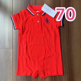 ポロラルフローレン(POLO RALPH LAUREN)の【新品】ラルフローレン RALPHLAUREN POLO ロンパース 赤 70(ロンパース)