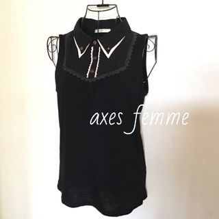 アクシーズファム(axes femme)のaxes femme トップス 二重襟ノースリーブインナーMサイズ / USED(カットソー(半袖/袖なし))