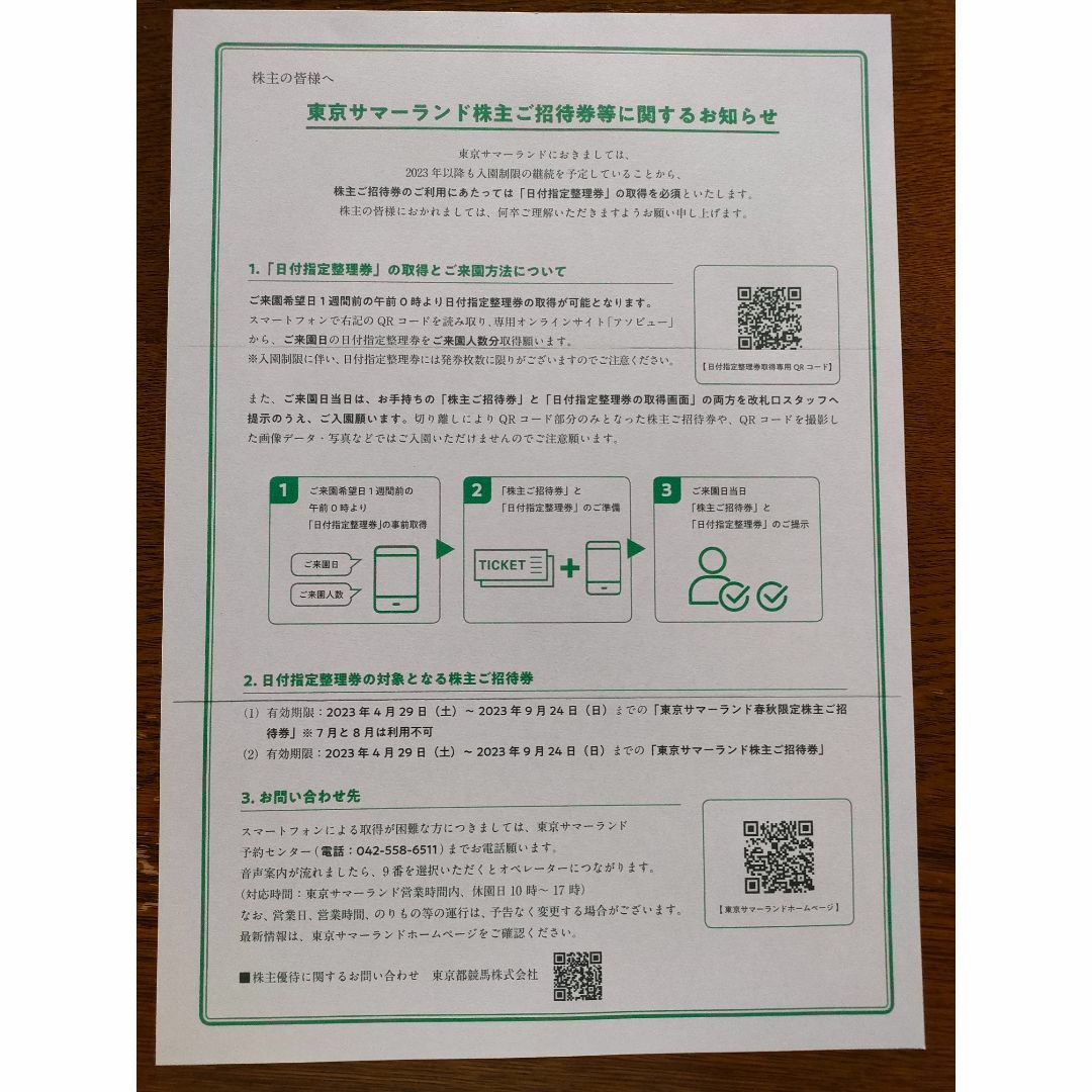 東京サマーランド 東京都競馬株主優待 4枚【匿名配送】③の通販 by