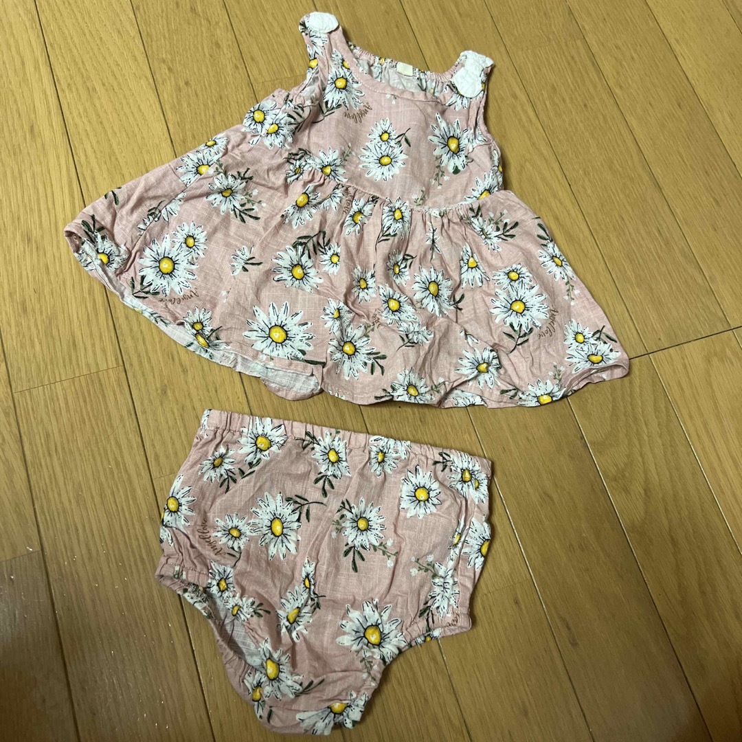 花柄　ワンピース　パンツ　セットアップ　80 キッズ/ベビー/マタニティのベビー服(~85cm)(ワンピース)の商品写真