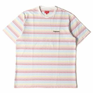 シュプリーム(Supreme)のSupreme シュプリーム Tシャツ サイズ:XL 22SS ハート ボーダー ジャガード ヘビー クルーネック 半袖 Tシャツ Hearts Jacquard S/S Top ホワイト 白 トップス カットソー 【メンズ】【中古】(Tシャツ/カットソー(半袖/袖なし))