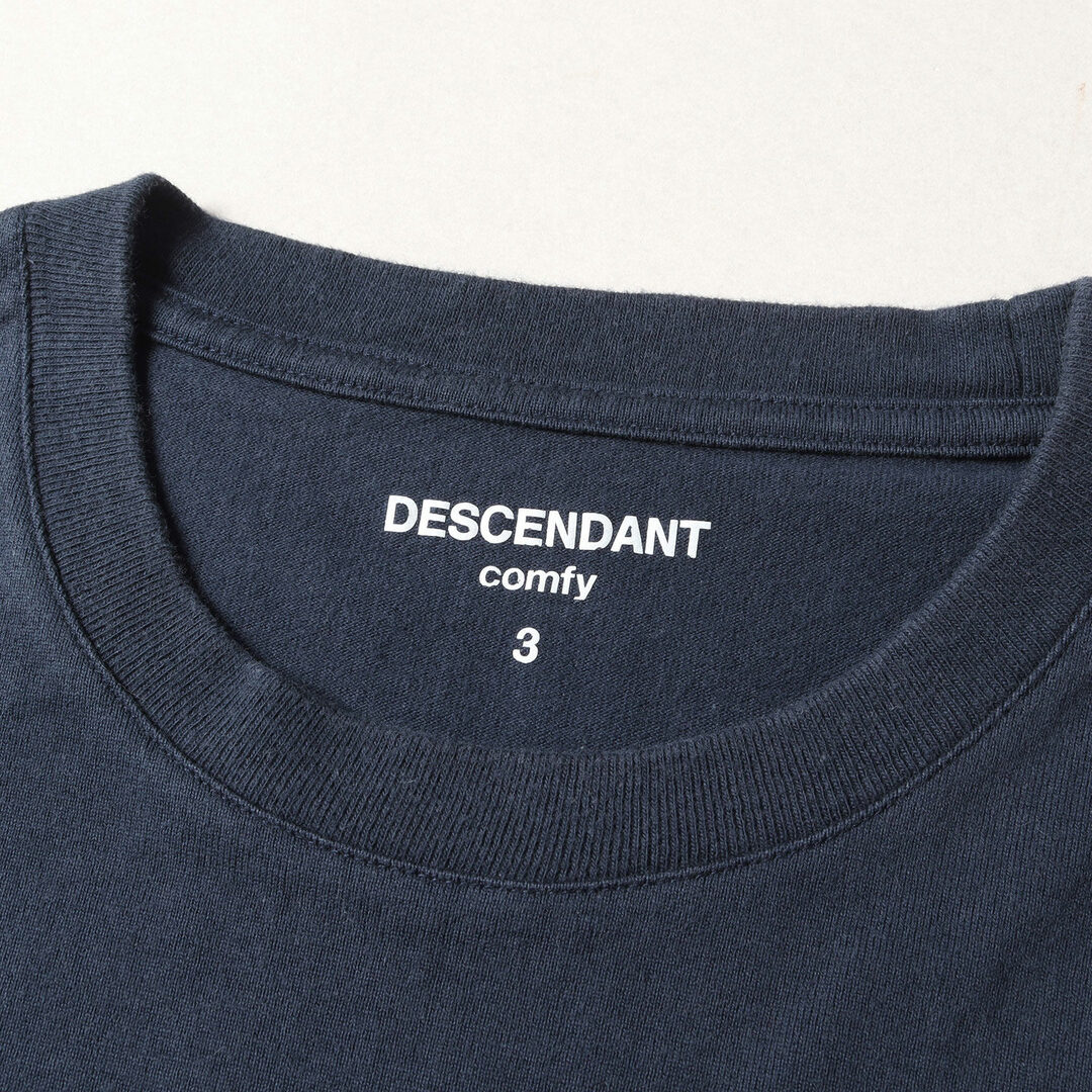 DESCENDANT ディセンダント Tシャツ サイズ:3 ワンポイント 刺繍 クルーネック Tシャツ ネイビー 紺 トップス カットソー 半袖【メンズ】