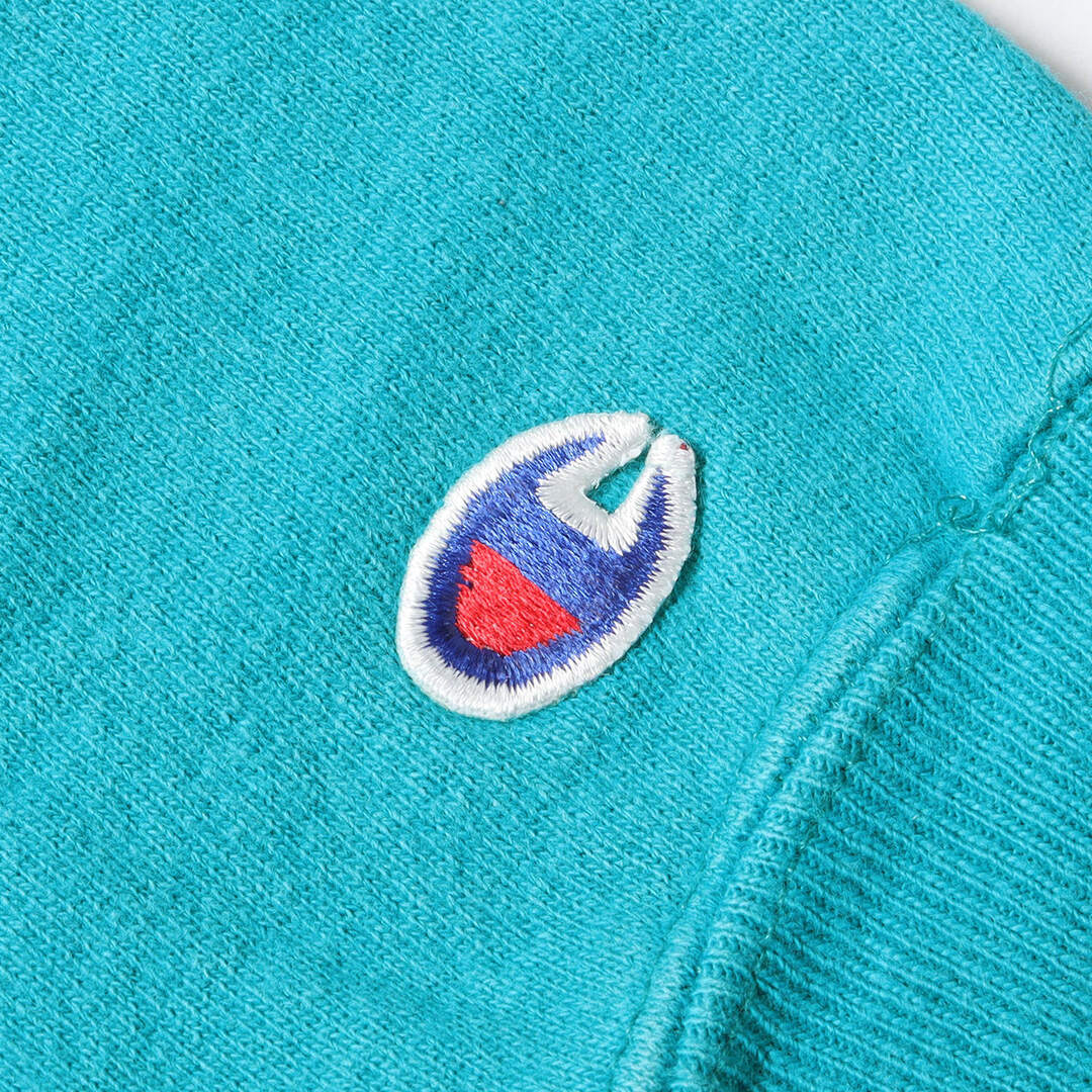 Champion vintage チャンピオン ヴィンテージ スウェット サイズ:M 90s 刺繍タグ 目付き リバースウィーブ スウェットシャツ USA製 ターコイズ系 トップス トレーナー アメカジ  シンプル【メンズ】