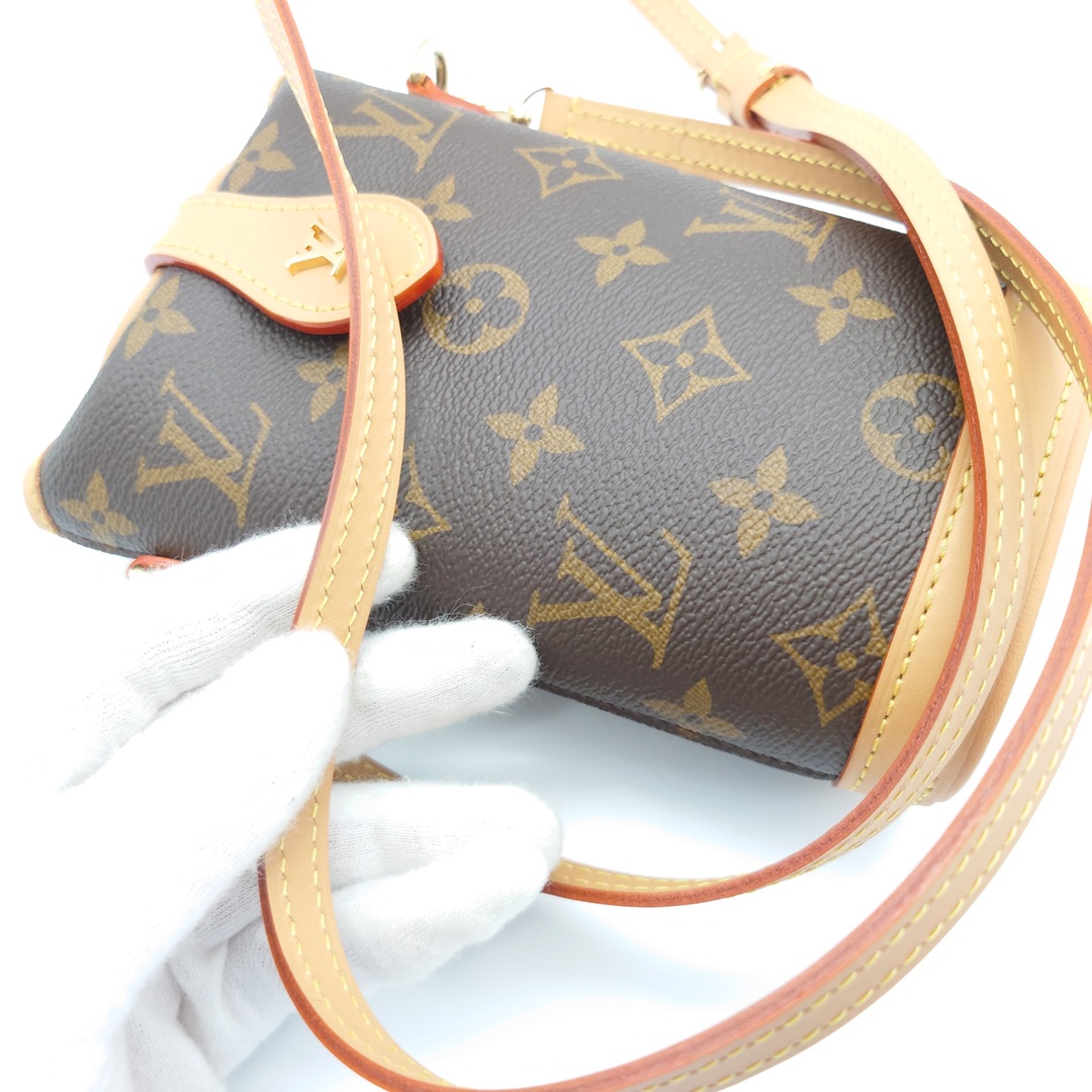 185cm奥行【毎週値下 限界価格に挑戦】 ルイヴィトン Louis Vuitton フォールド ミー ポーチ ショルダー バッグ ショルダー ポーチ モノグラム ブラウン 茶系 レザー M80874 ICタグ  レディース 【 AB ランク】 送料無料 当店通常価格 192800円