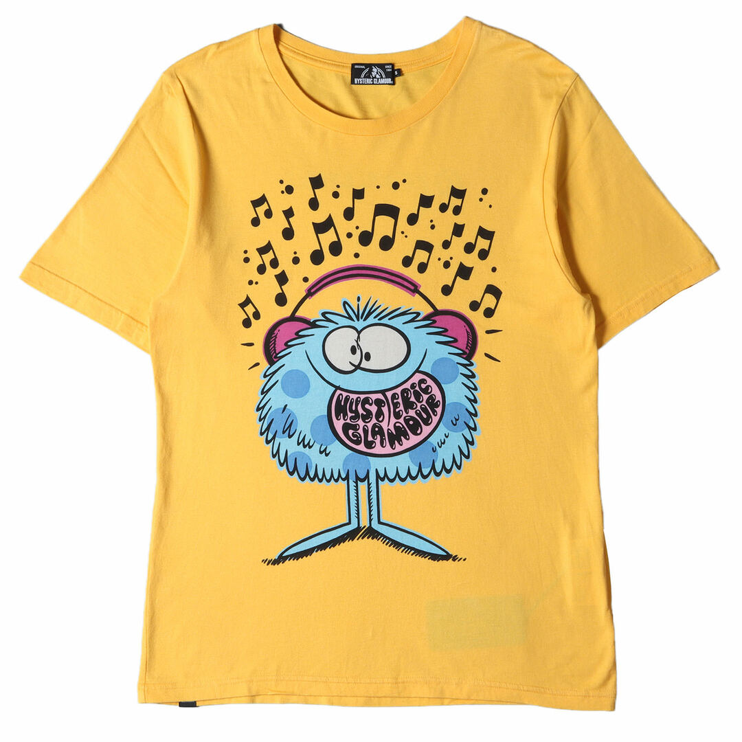 HYSTERIC GLAMOUR ヒステリックグラマー Tシャツ サイズ:S Kevin Lyons ロゴ キャラクター クルーネック Tシャツ HYS DUDE 02183CT03 18AW  ケヴィン ライオンズ イエロー 日本製 ブランド トップス カットソー 半袖 【メンズ】